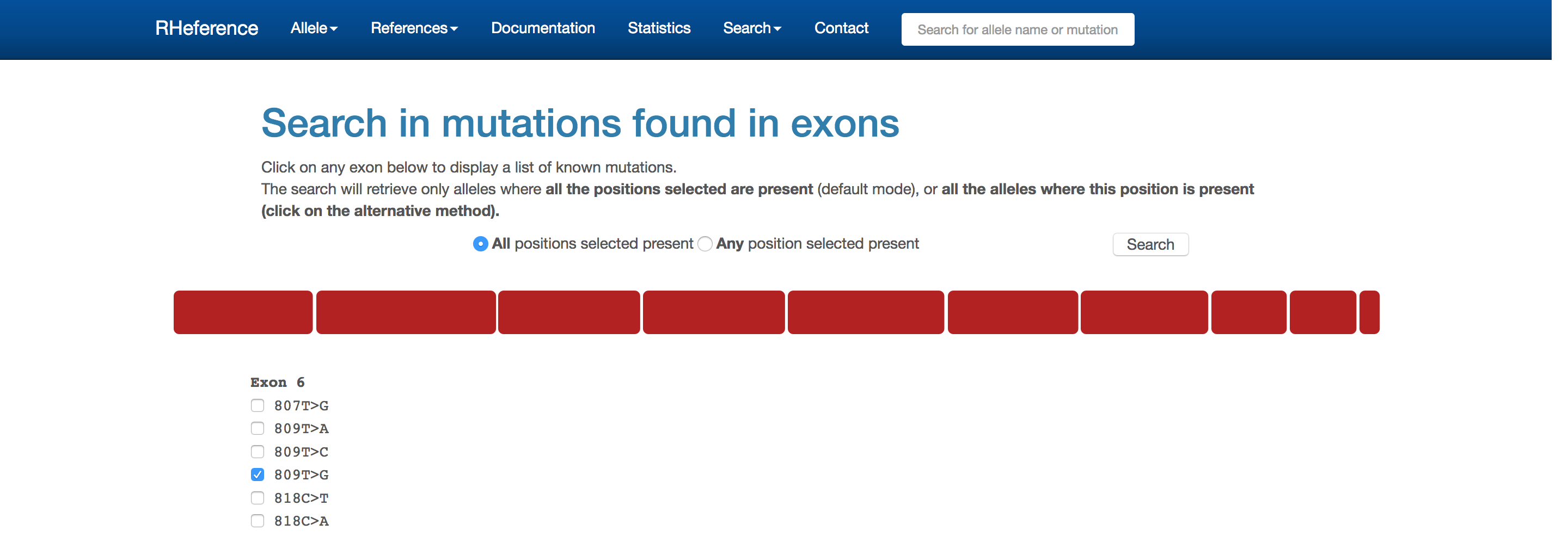 Exon search example
